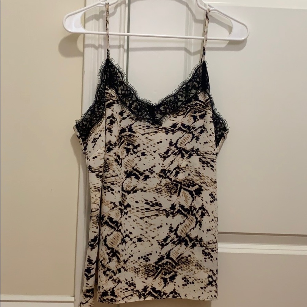 Silky tank top with lace detail